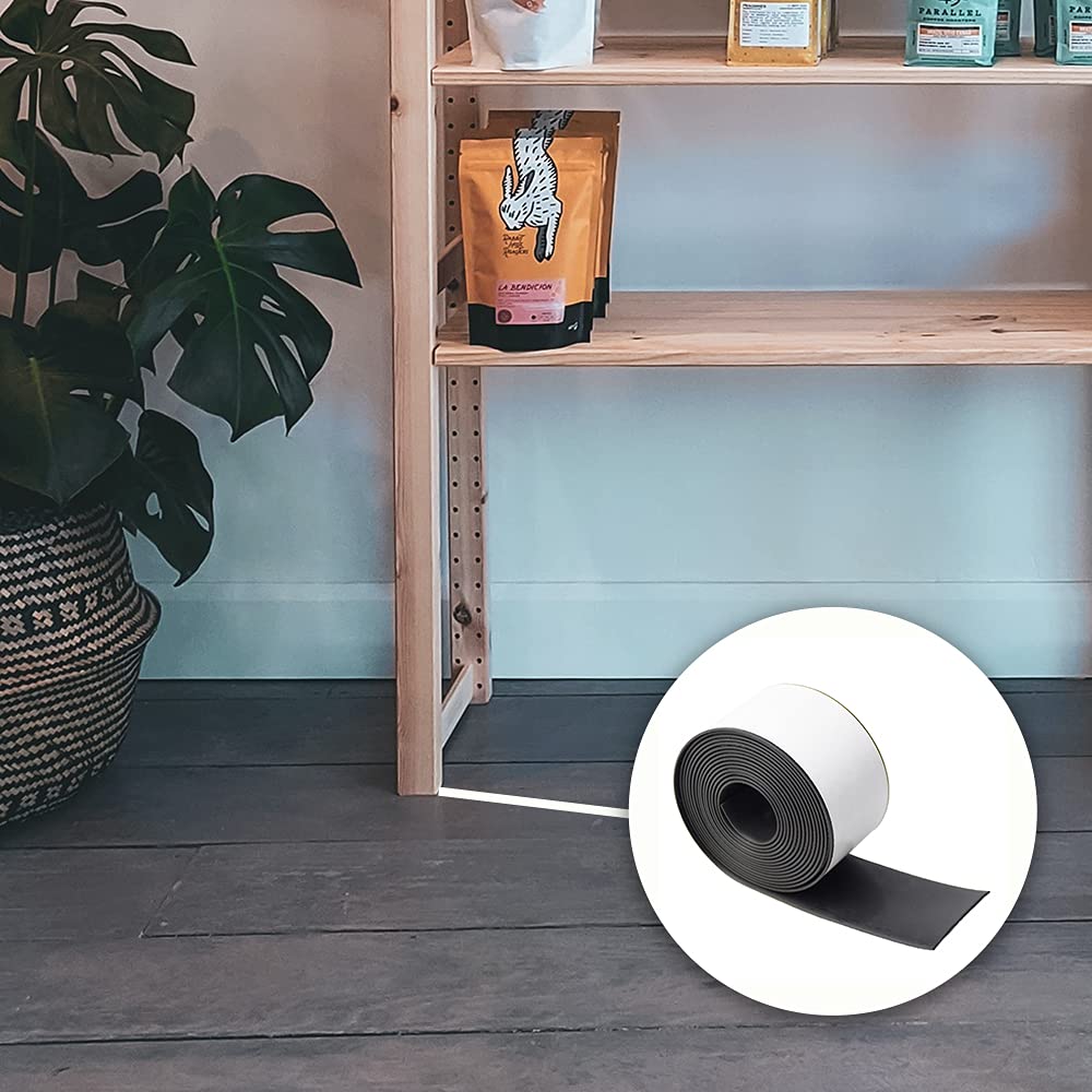 DOBTIM Adhesive Neoprene Solid Rubber Strips 1/8 (.125)" Thick X 2" Wide X 10'Long, Self Stick Rubber Sheet Non-Slip Insulation Pads Strip Roll