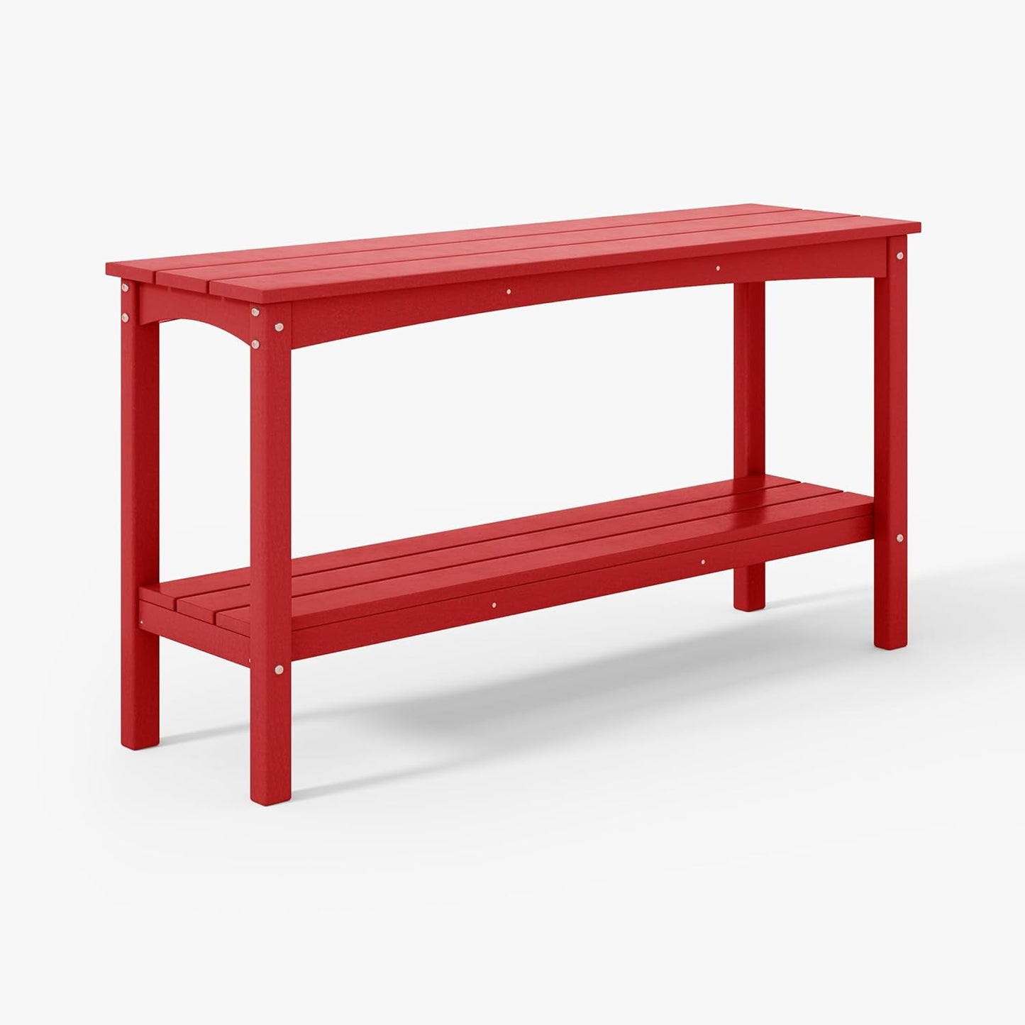 WestinTrends Malibu 55" Outdoor Patio HDPE Adirondack 2-Tier Shelf Console Table, Red