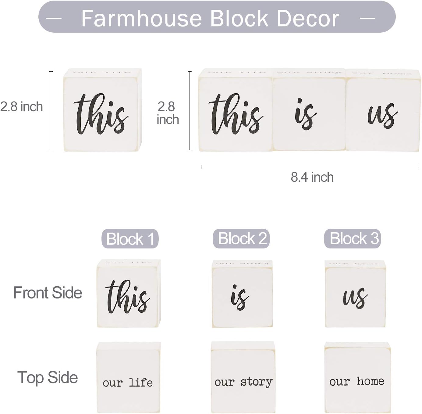 This is Us Sign & Our Life Story Home Letter Blocks - Farmhouse Table Rustic Home Decor, TV Stand Dining Room Modern Decorations for Shelf Mantle