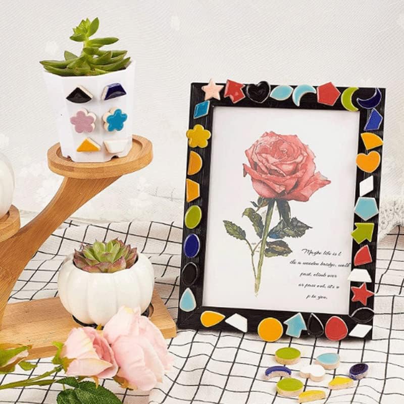 500g/1.1lb Random Color Irregular Ceramics Mosaic Tiles,DIY Making Creative Ceramic Mosaic Tiles for DIY Craft Plates Flowerpots Vases Cups Mosaic Making Supplies (Flowers)