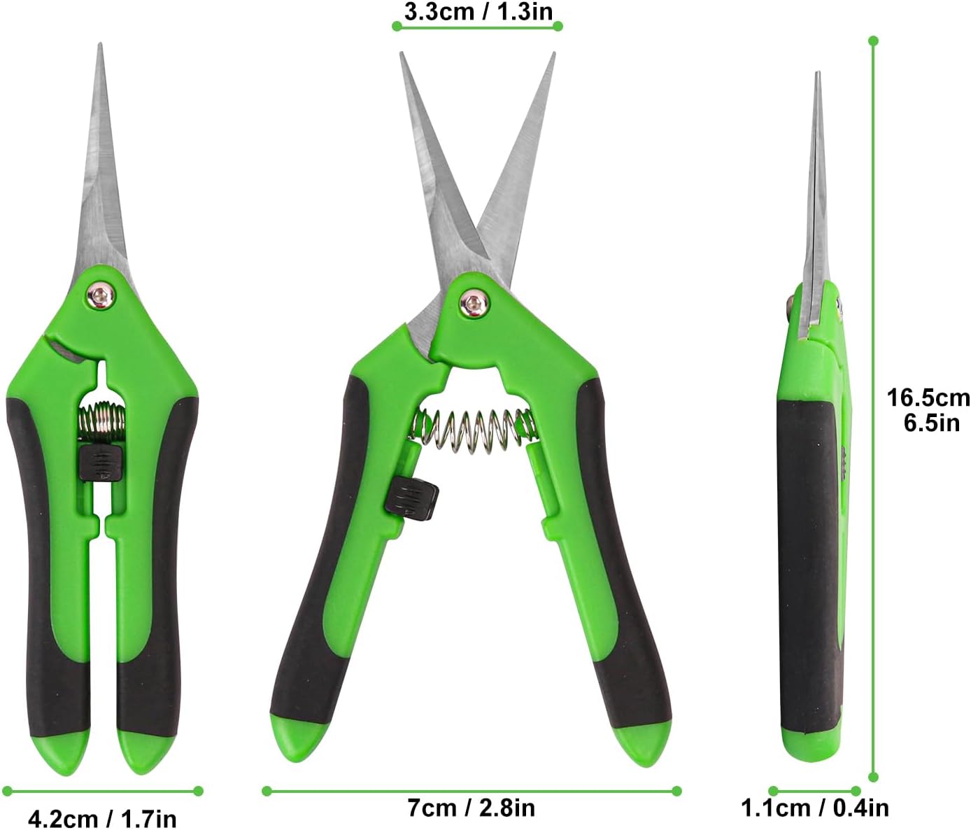 15 Pack 6.5 Inch Green Garden Pruning Scissors, Stainless Steel Blades Hand Pruner, Sharp Point Gardening Shears Cutter, A Must-have Gardening Pruning Shear, Supplies & Accessories