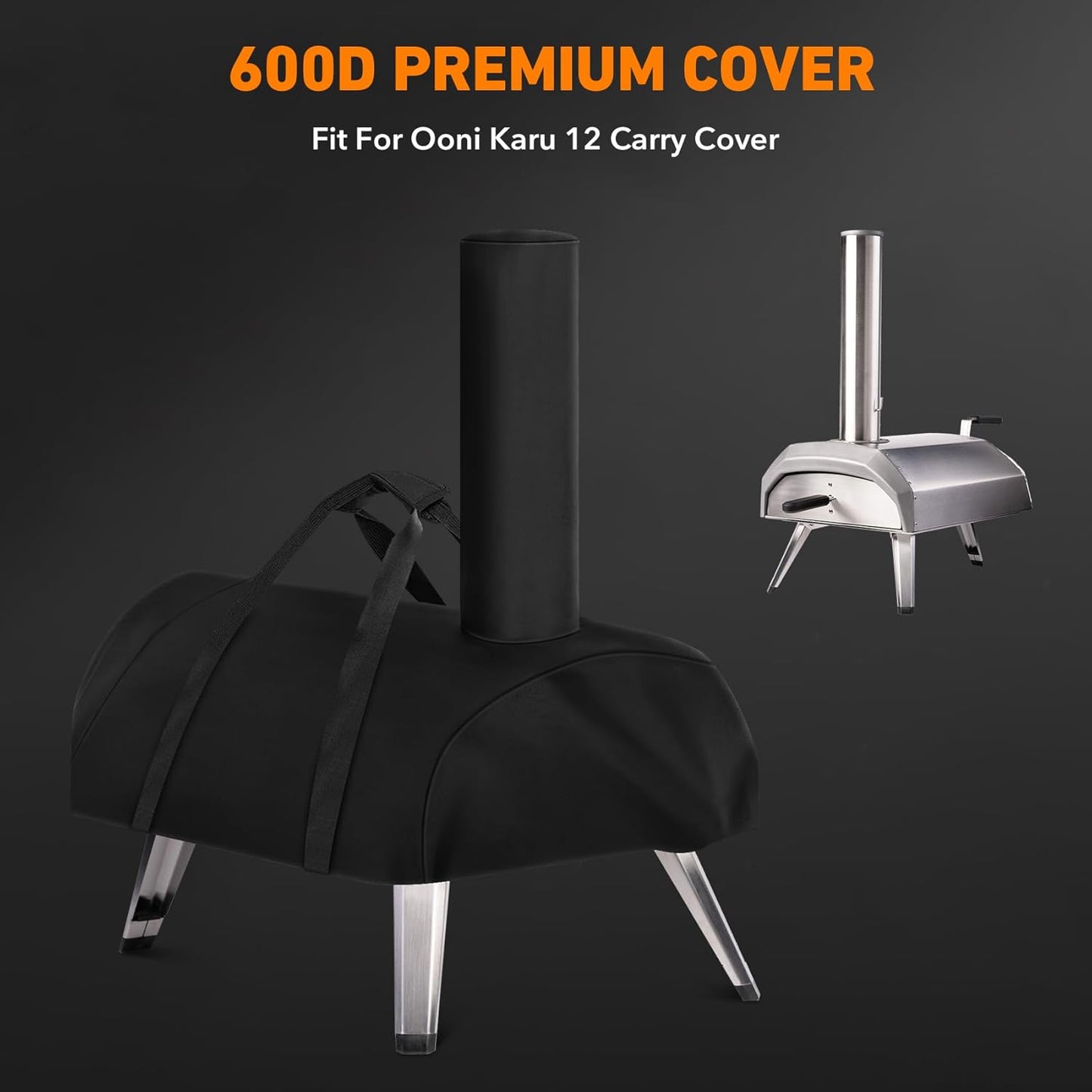 Heavy Duty Replacement Grill Cover fits for Ooni Karu 12 Carry Cover, Pizza Oven Accessories, Black