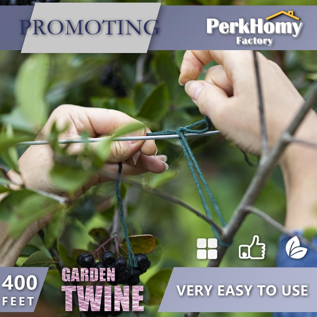 PerkHomy Garden Twine Strong Natural Jute 400 Feet Long Brown Twine for Gardening Tomato Climbing Plant Tie Floristry Crafts Gift Wrapping Packing Decor (Brown 2mm * 400feet)