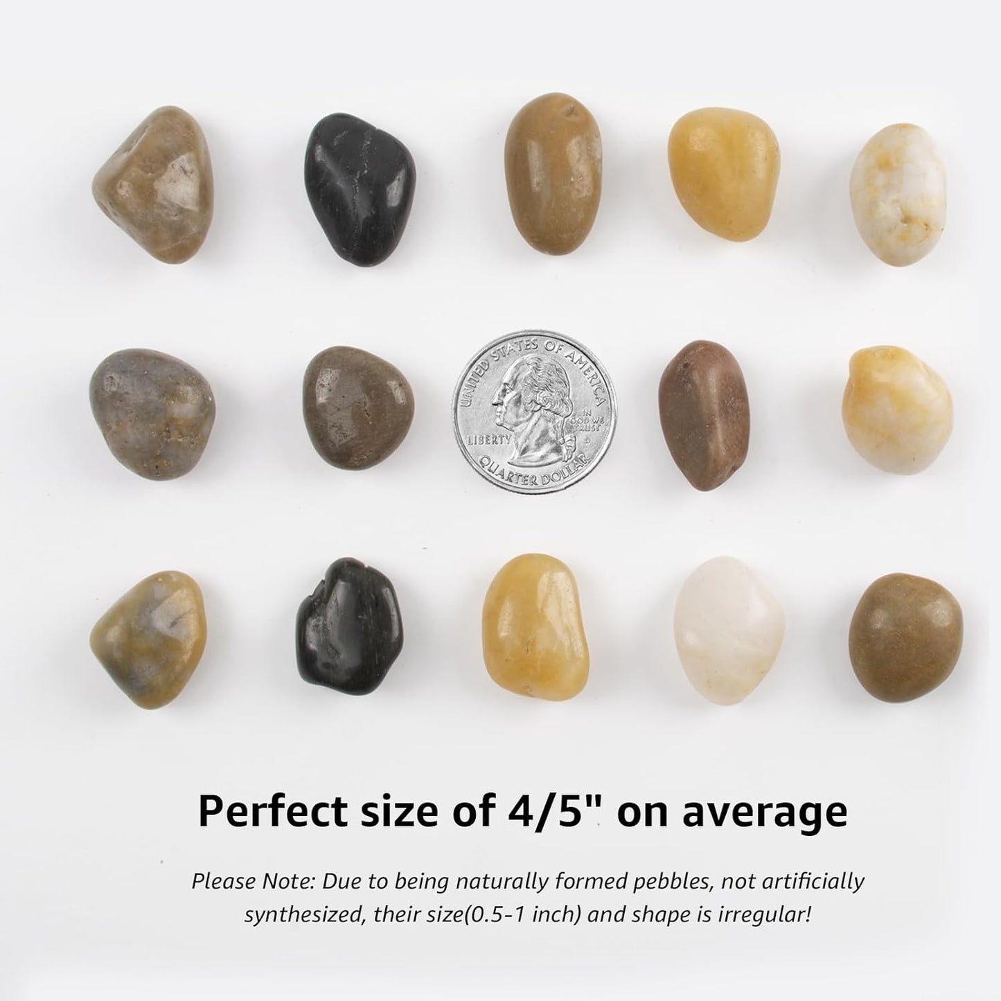 20lbs 0.5-1 Inch River Rocks, Decorative Mixed Pebbles for Garden Landscaping, Indoor Plants, Fish Tanks, Vases, and Succulents – Ideal for Home Decoration and Outdoor Gardens (Mixed, Weight: 20 LB)