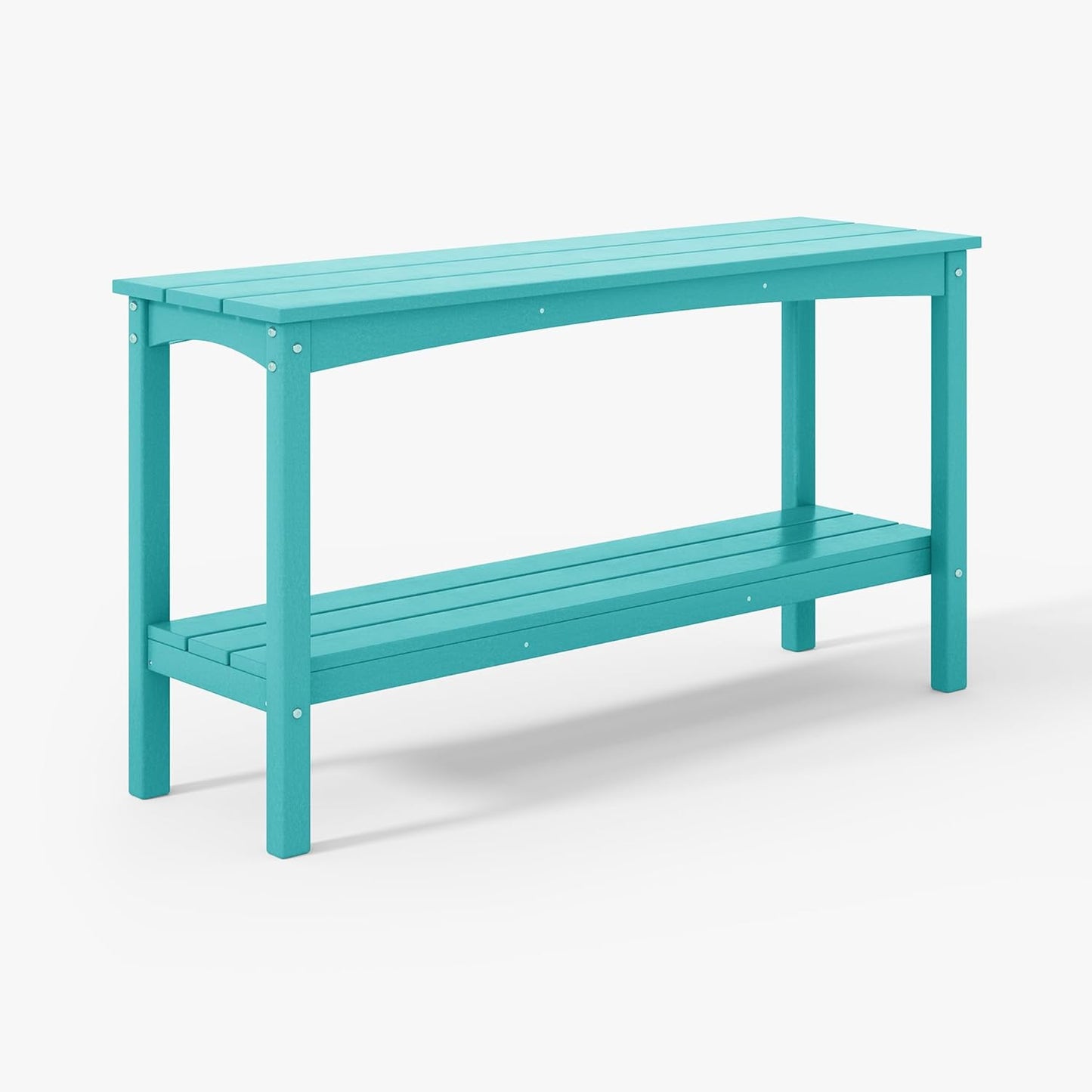 WestinTrends Malibu 55" Outdoor Patio HDPE Adirondack 2-Tier Shelf Console Table, Turquoise