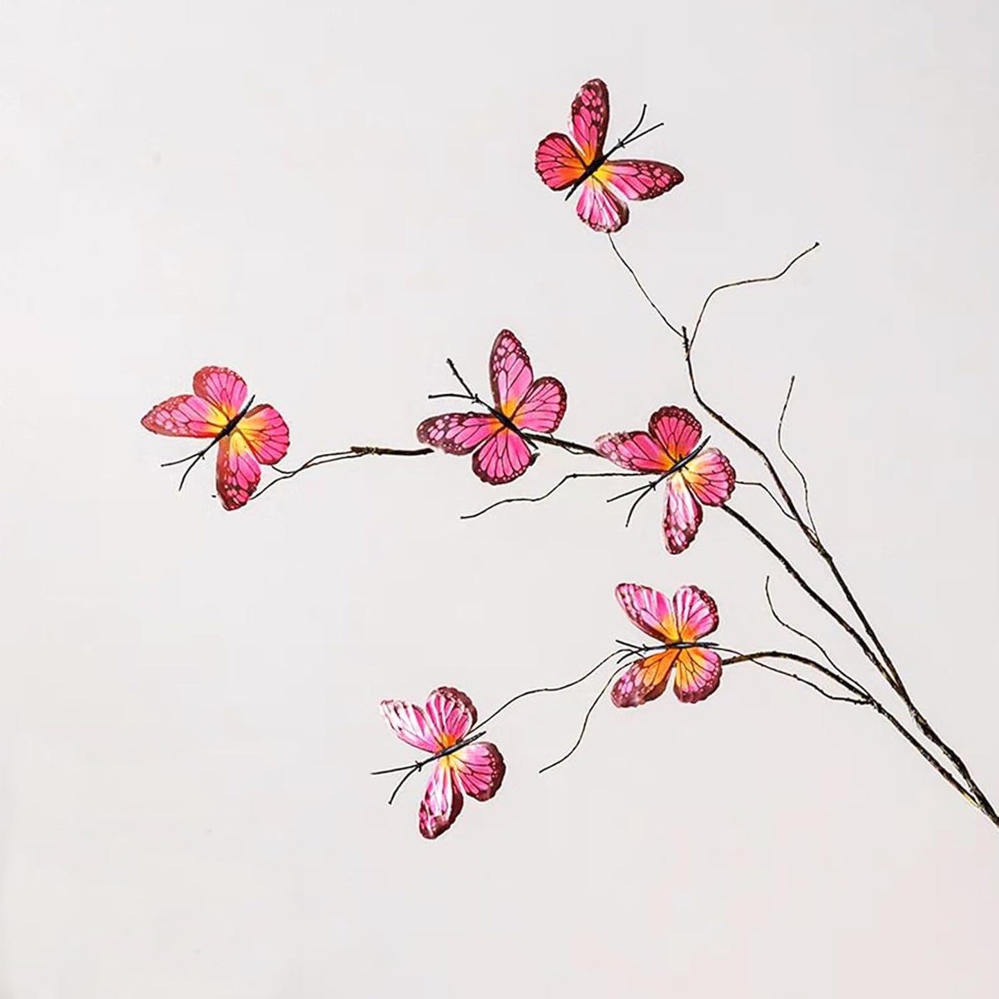 Artificial Butterfly Branche, Simulation Branch Stems with Fake Butterfly Floral Arrangement for Vase Filling Home Office Party Decoration (red)