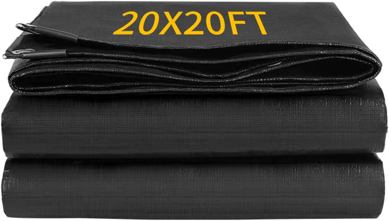 20X20FT Reinforced PE Pond Liner, 28Mil Thickness Pond Liners for Outdoor Ponds, Hemmed Edge with Buttonholes Liners for KOI/Fish, Duck Pond and Waterscape.