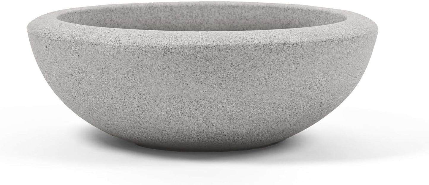 ARBORA 21" Santorini Bowl Polyresin Indoor and Outdoor Planter with Stone Blend Concrete Gray Finish - Durable, Weatherproof, Lightweight, Large Plant Pot for Patio, Garden, Deck, Entryway