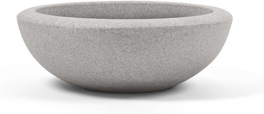 ARBORA 21" Santorini Bowl Polyresin Indoor and Outdoor Planter with Stone Blend Concrete Gray Finish - Durable, Weatherproof, Lightweight, Large Plant Pot for Patio, Garden, Deck, Entryway