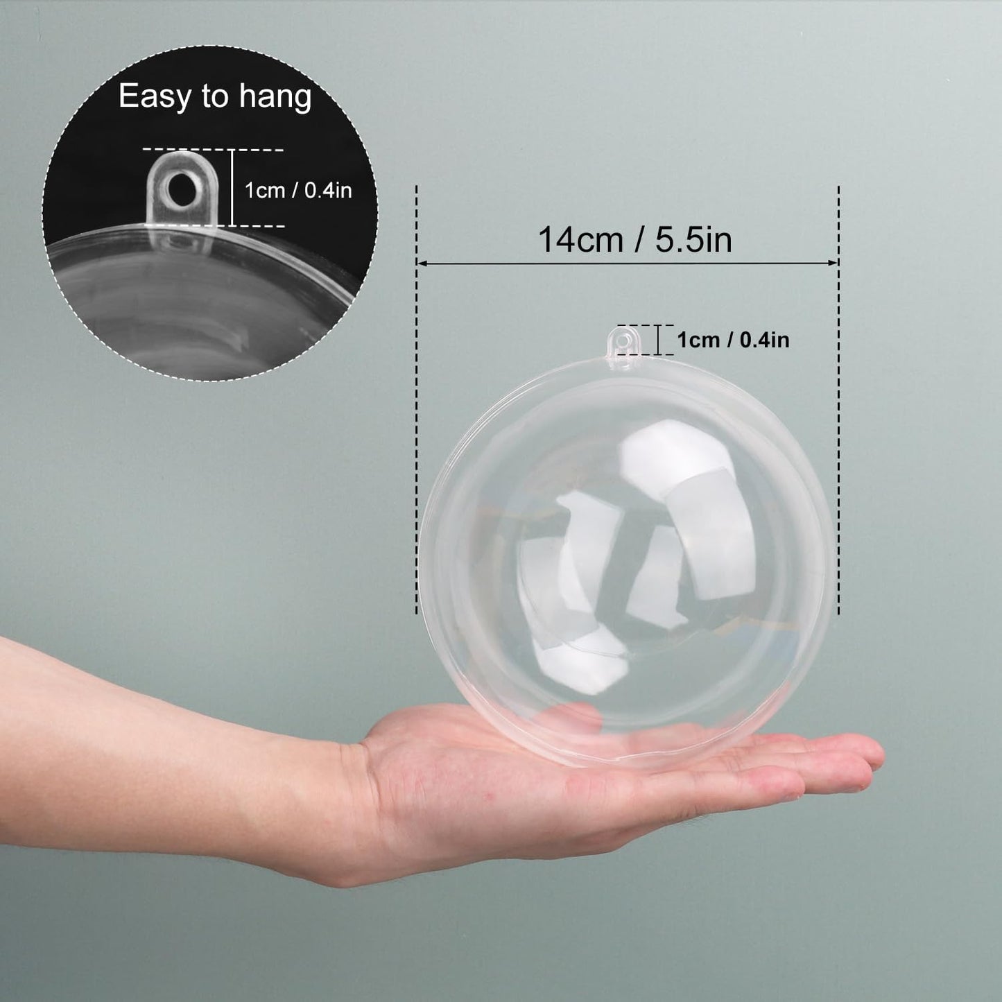 20 Pcs 5.5 Inch Clear Acrylic Fillable Balls, Christmas DIY Fillable Ornaments Balls, Acrylic Ornaments Ball for Christmas, Holidays, Weddings, Parties, and Home Decor