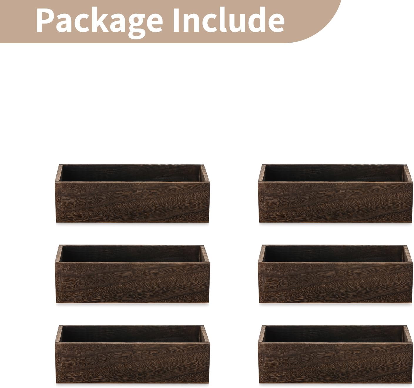 NUPTIO Wooden Box Centerpiece for Table: 6 Pcs 11.8" Long Wood Rectangle Box - Farmhouse Flower Box for Fall Wedding Dining Living Room Mantel Table Centerpiece Decor