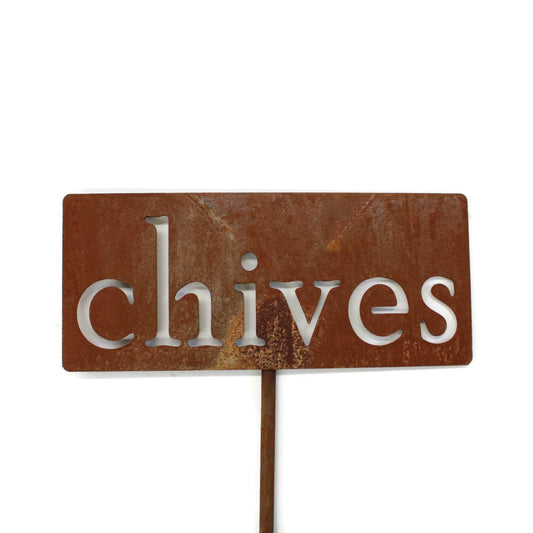 Classic Metal Garden Markers 19 Inches Tall (chives, Naturally Rusted)