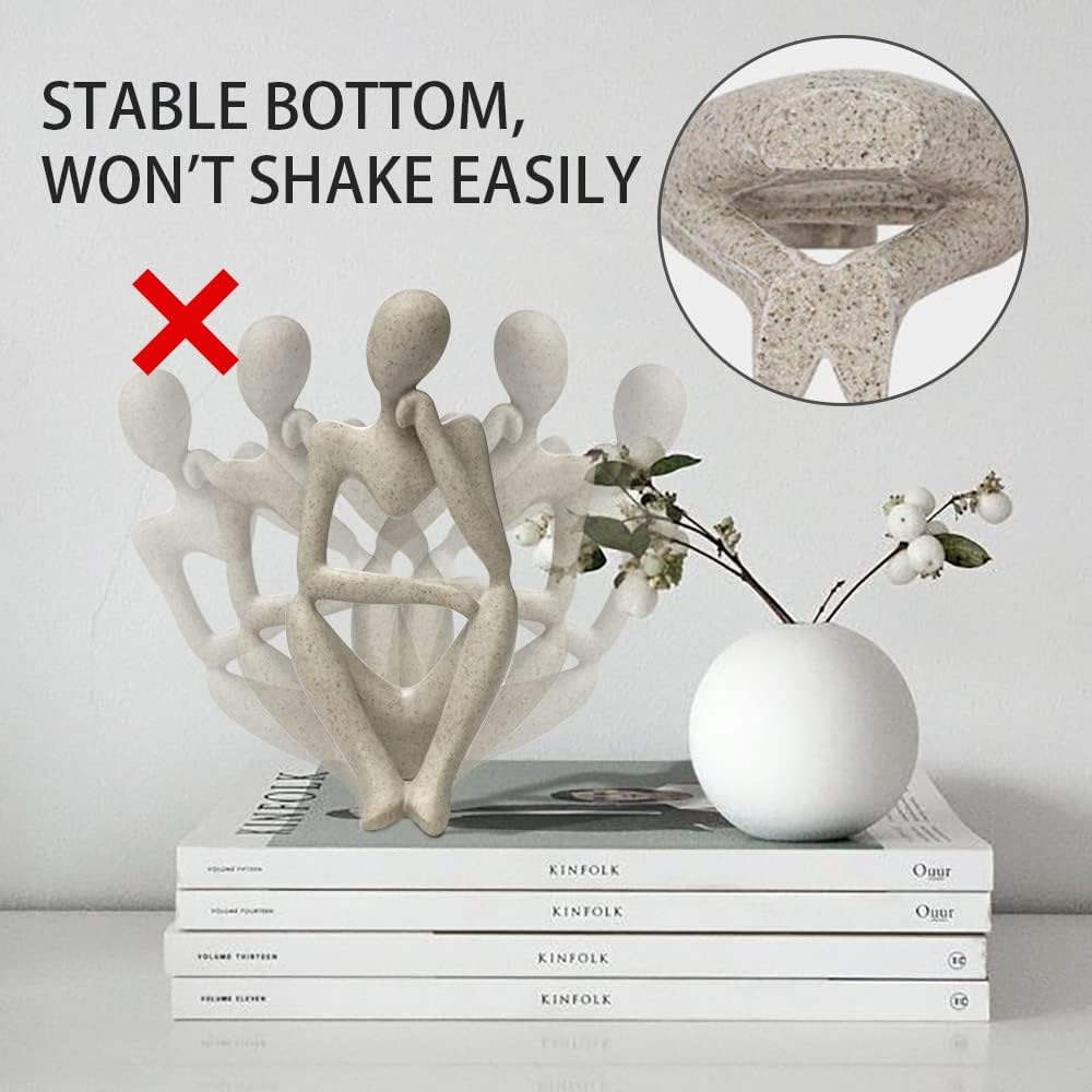 Sandstone Resin Thinker Style Abstract Sculpture Statue Collectible Figurines Home Office Bookshelf Desktop Decor(Sandstone - Right Reverie)