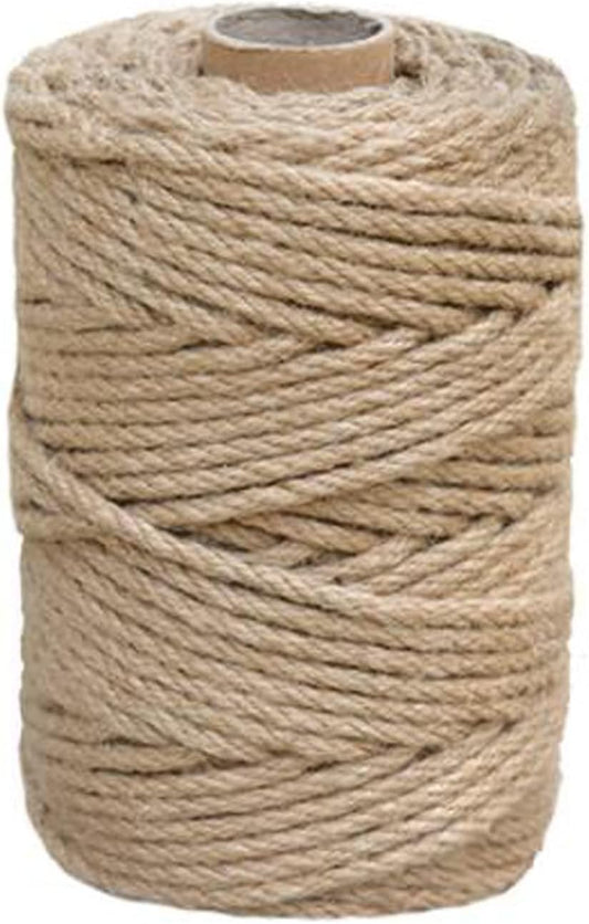 1/4 in (6 mm) X 328 Ft (100 Meters) Jute Twine Rope String for Home Decorating, Cat Scratcher Post Tree, DIY Arts Crafts, Garden, Binding, Packing Material