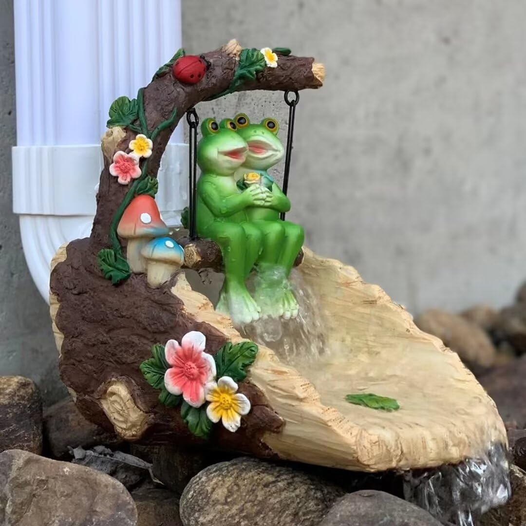 Frogs On The Swing Gutter Guardian Rain Downspout, Animals Outdoor Statue Gutter Downspout Extension Garden Decoration, Downspout Extender Diverter Splash Block for Courtyard and Patio