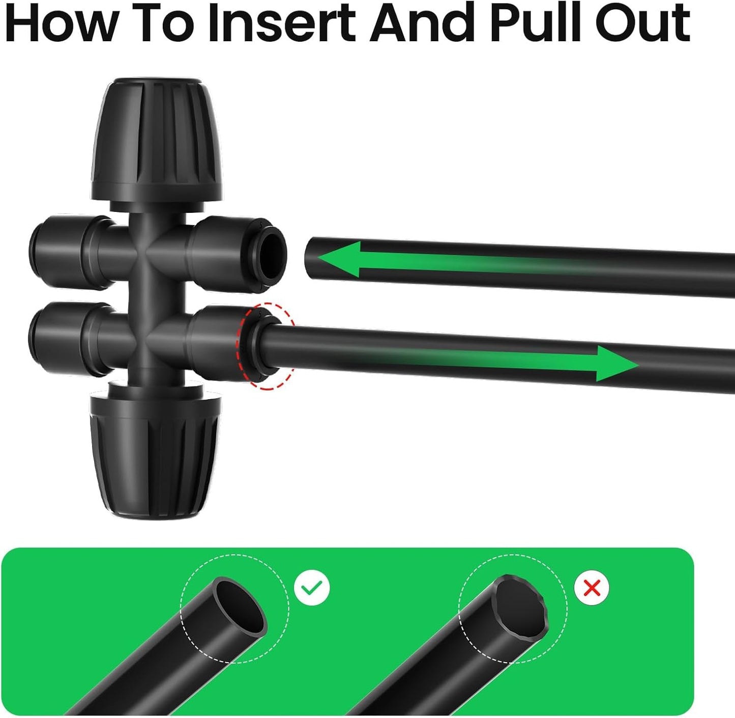 6 Packs 1/2''to 1/4''Barbed Tee,Drip Irrigation Fittings for 6-Way Connector