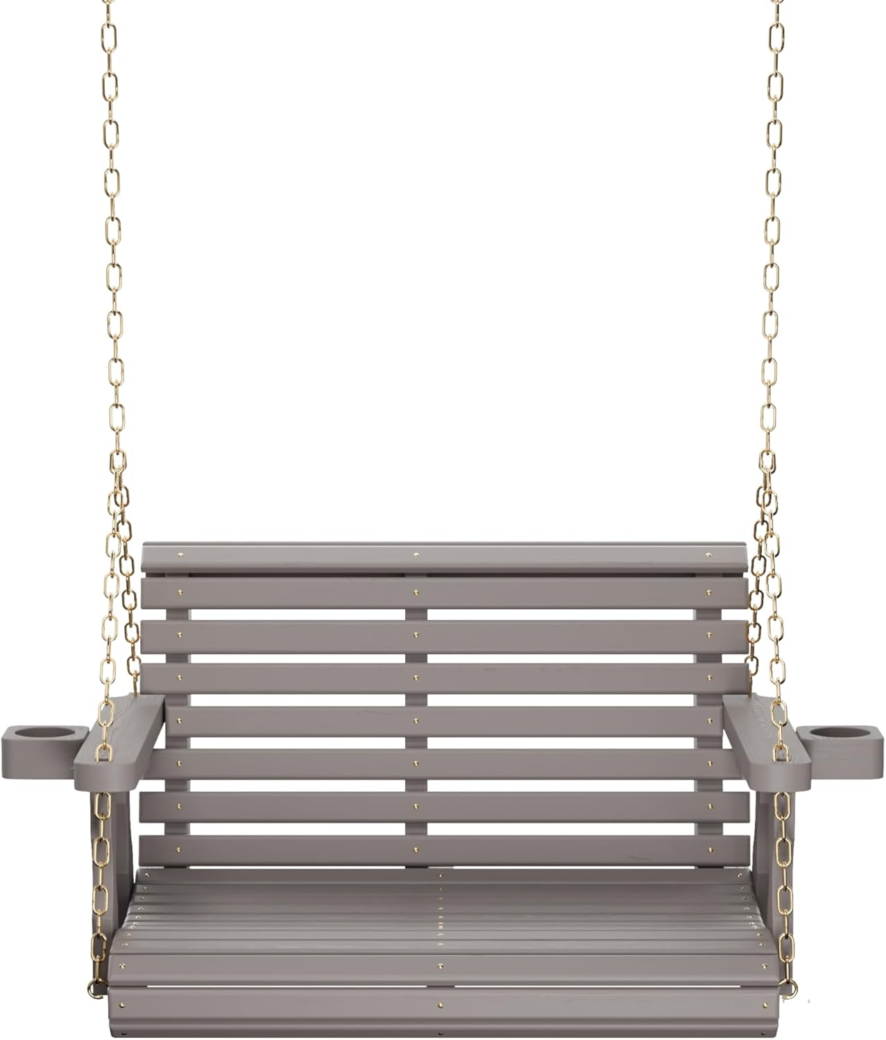 Amish Casual 3 Foot Roll Back Porch Swing with Cup Holders in Semi-Solid Gray Stain - Amish Made in The USA from Treated Pine Heavy Duty 700 Lb. Weight Capacity