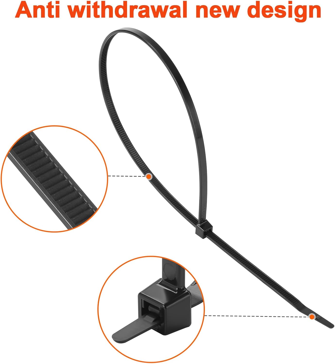 18 Inch Anti Withdrawal Zip Ties 100 LBS Tensile Strength Heavy Duty Cable Wire Ties With Self-Locking Adjustable More Durable Nylon Tie Wraps for Indoor Outdoor（100 Pack）