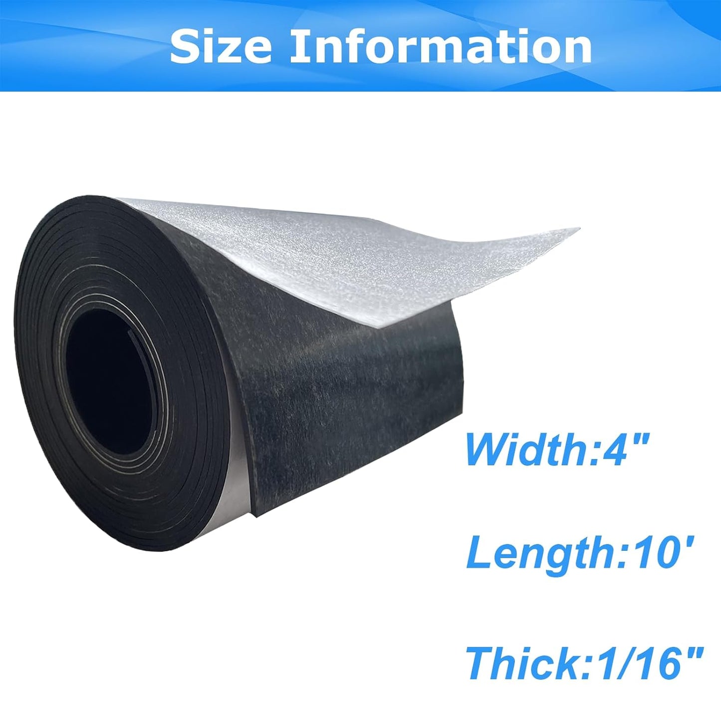 Adhesive Rubber Strips 1/16 (.062)" Thick X 4" Wide X 10'Long, Solid Rubber Strip with Adhesive for DIY Gaskets Crafts Pads Sealing Abrasion Supports Flooring Protection Warehouse