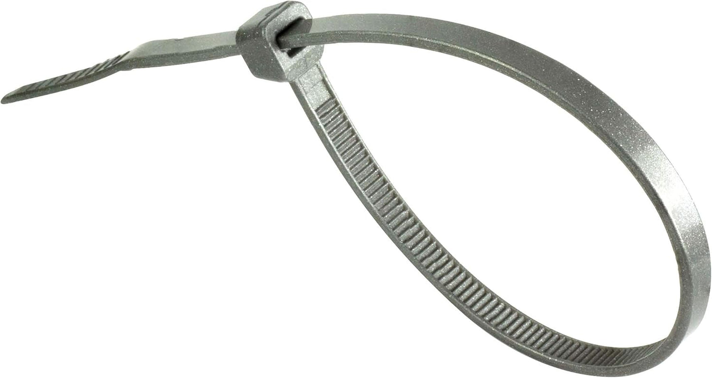 GTSE 8 Inch Silver/Gray Zip Ties, 100 Pack, 50lb Strength, UV Resistant Strong Nylon Grey Cable Ties, Self-Locking 8" Tie Wraps