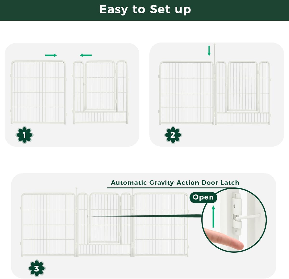 FXW Garden Fence Outdoor for The Yard – 32in(H) x 36.4ft(L) Heavy Duty Metal Animal Barrier for Dog and Rabbit, Decorative Dog Fence, 16 Panels, White