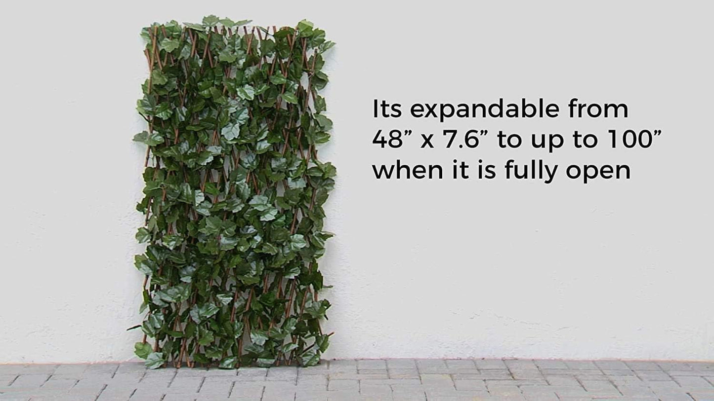 Verseo Artificial Ivy Privacy Fence Wall Screen, Expandable Faux Greenery Hedge Panel, Weather Resistant Leaf Wall Decor for Patio, Balcony, Garden, Backyard Indoor Outdoor Privacy Panels, 1 Piece