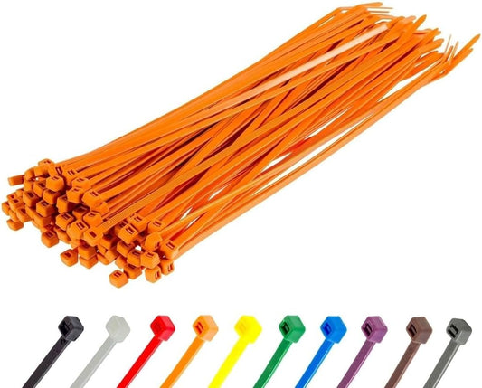 GTSE 12 Inch Orange Zip Ties, 100 Pack, 50lb Strength, UV Resistant Long Nylon Cable Ties, Self-Locking 12" Tie Wraps