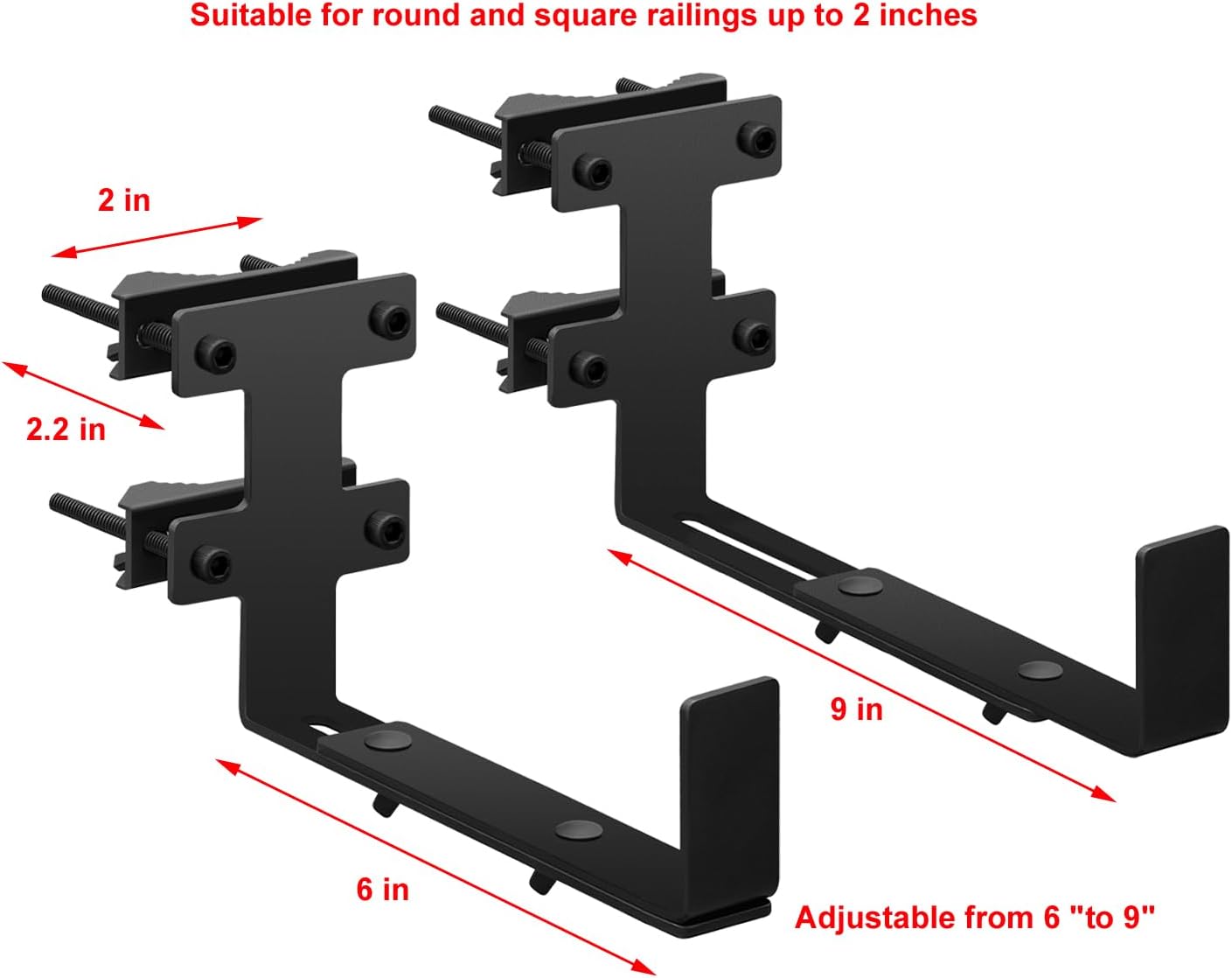 Planter Box Bracket, Flower Box Holder Circular and Square Railings Brackets,Adjustable Deck Railing Planter Box Holder for Patio Garden Fence Pergola Balcony (4 Pieces)