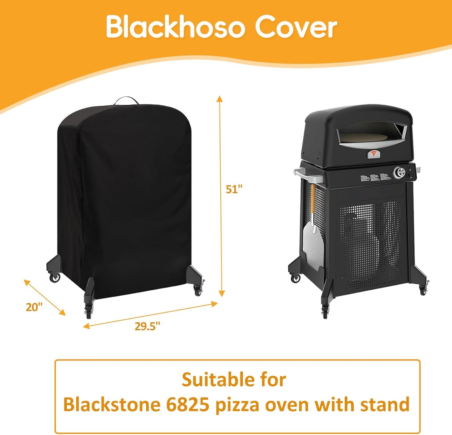 Pizza Oven Cover for Blackstone 6825 6824, 16 inch Outdoor Pizza Oven Accessories, Waterproof Blackstone Pizza Oven Cart Cover w/Top Handle & Windproof Buckles