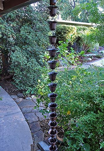 Nutshell Stores Flower Cups Rain Chain - Bronze - 17 Feet