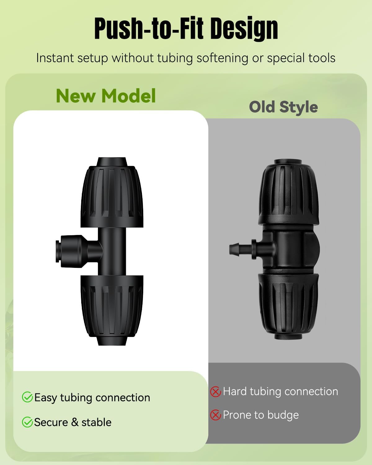 Pawfly 12 Pcs 1/2'' to 1/4'' Barbed Tee Quick Connectors, Drip Irrigation Tee Connectors with Anti-Drop Locked Nuts, Push-to-Fit Drip Irrigation Fittings Parts for Garden Lawn, 3-Way Reducing Tees