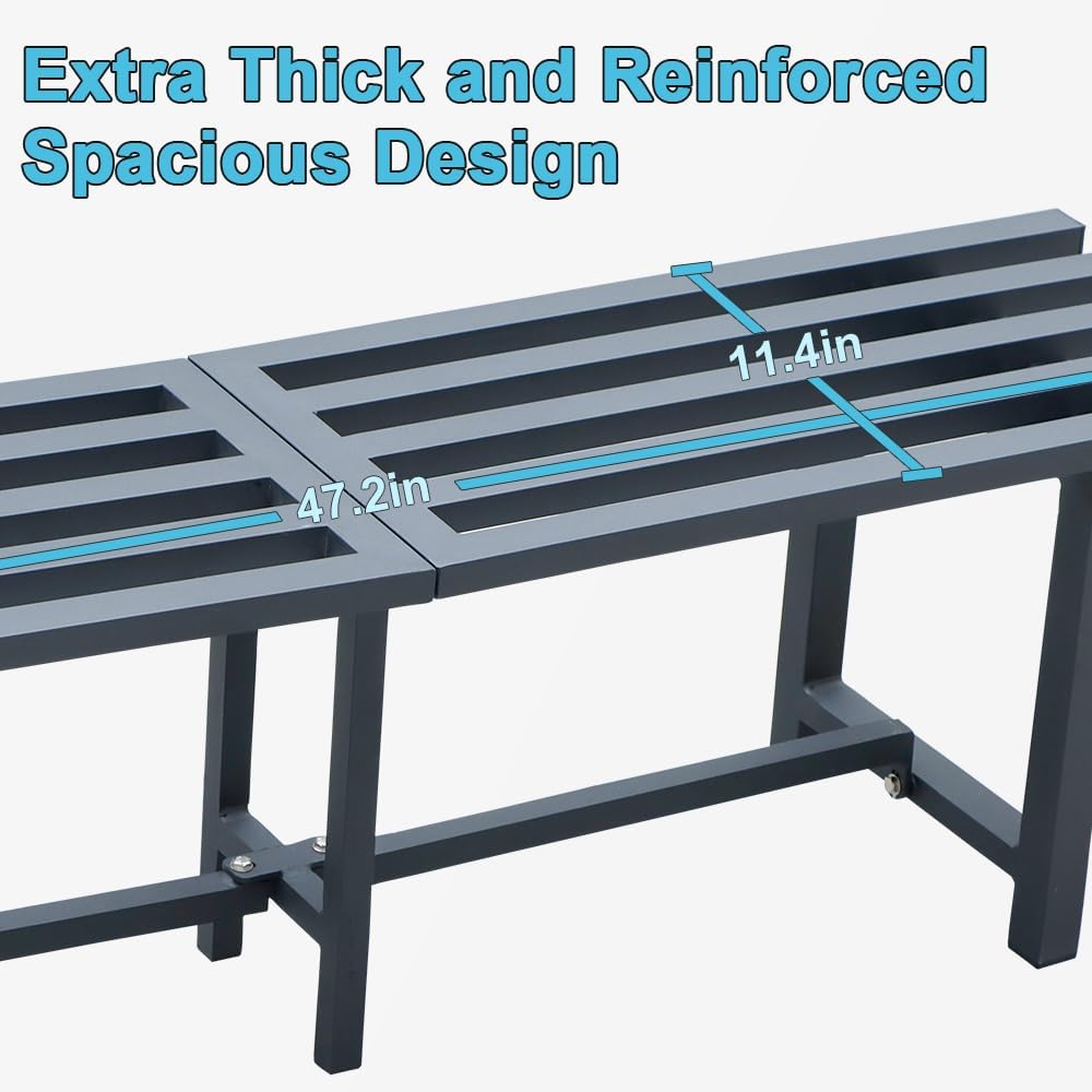 Chic & Robust 300 LBS Capacity Aluminum Plant Stand - Your Indoor & Outdoor Plant Display Solution, Size: L47.2 x W11.4 x H13.8 inch.