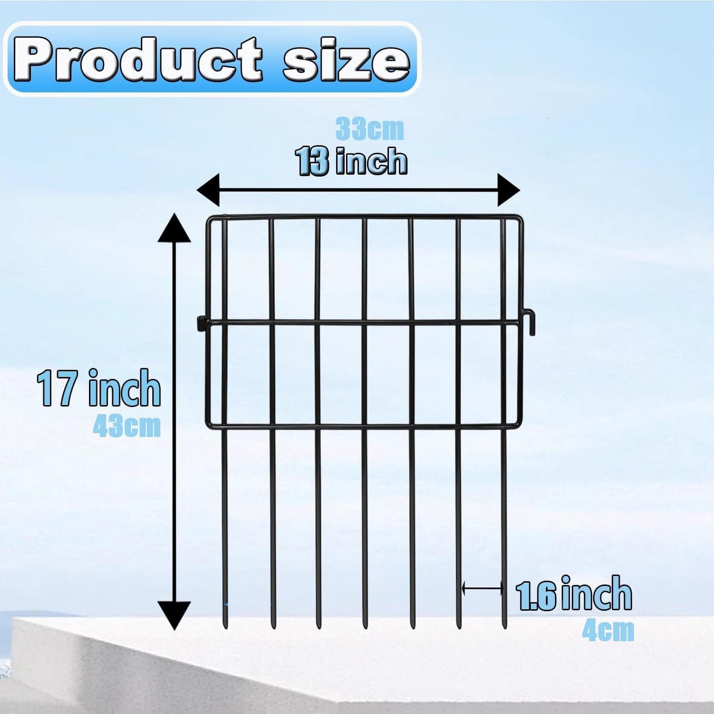 Decorative Garden Fence 17in x10.8ft,10 Pack Rustproof Metal No Dig Fence Animal Barrier for Dog and Rabbits,Square Flower Bed Edging Ornamental Wire Border Panel Fencing,Yard Patio Defense(Square)