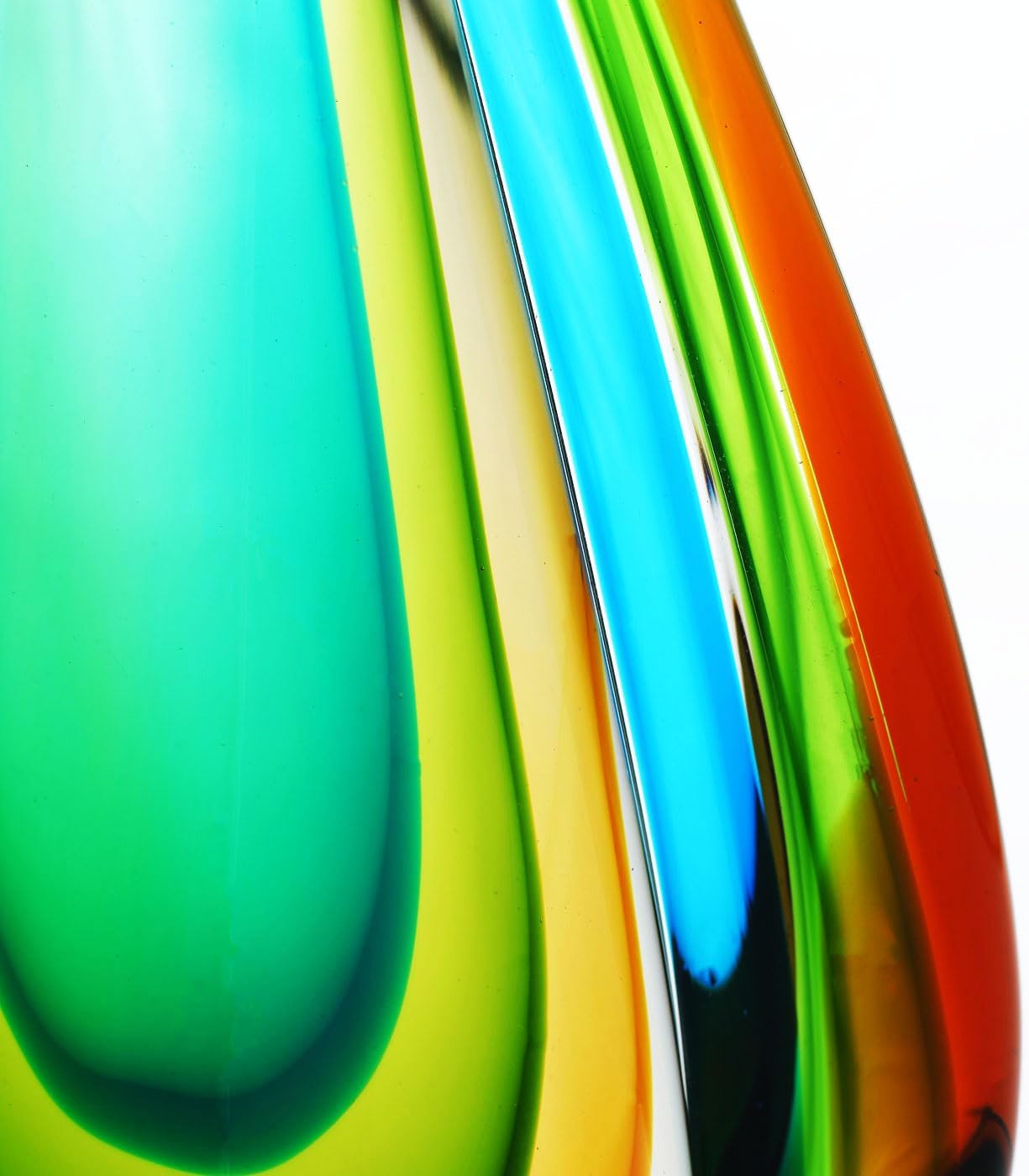 Luxury Lane Hand Blown Green Flame Teardrop Sommerso Art Glass Sculpture for Home Decor 10 inch Tall Centerpiece Table Decoration