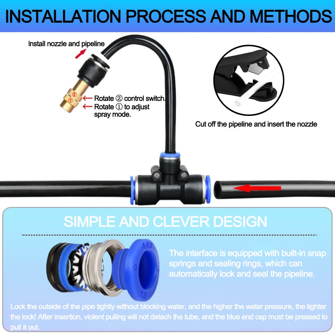 New Quick Connector Drip Irrigation Kits,Automatic Irrigation System with 360-degree Bending Dropper,Adjustable atomizing Copper Nozzle for Watering System for Garden Plants Lawn.(Automatic Timer)