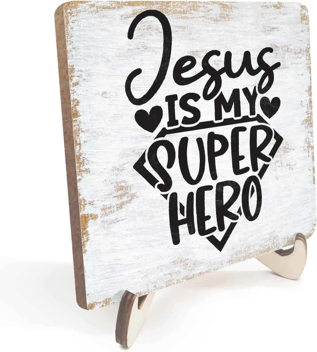 Inspirational Wood Sign Rustic Desk Decor Home House Office Work Table Desk Accessories Decorative Christian Religious Bible Verse Faith Decorations Office Supplies Room Restaurant Cubicle Decor