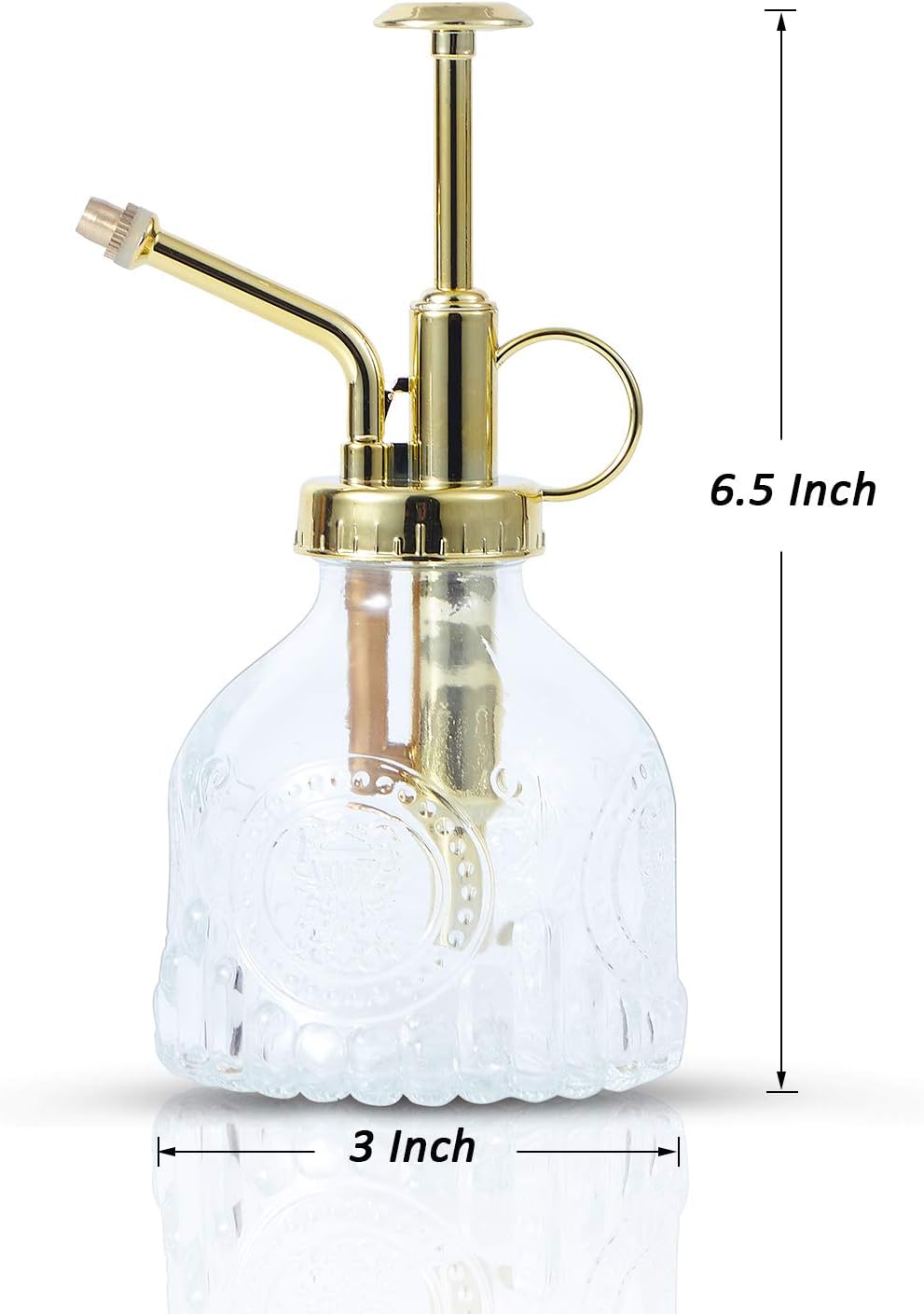 Glass Plant Mister Spray Bottle, Vintage Succulent Water Sprayer with Golden Top Pump, Small Sprayer Mister for Indoor Outdoor House Plants - Clear