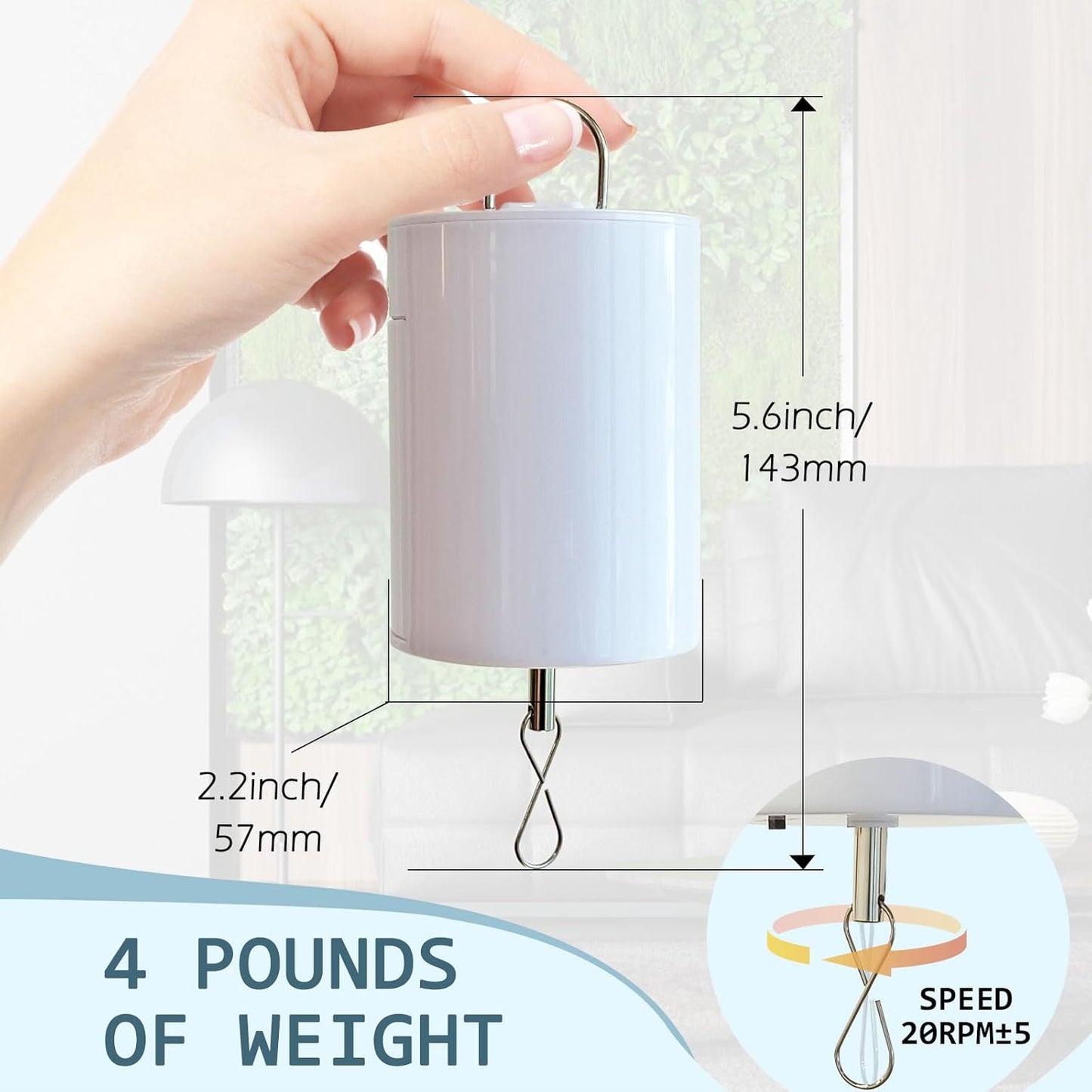 Disco Ball Wind Spinner Mirror Ball Hanging Display Rotating Spinner, Garden Decor with Mini Remote Controller for Battery Operated Motor-20 RPM