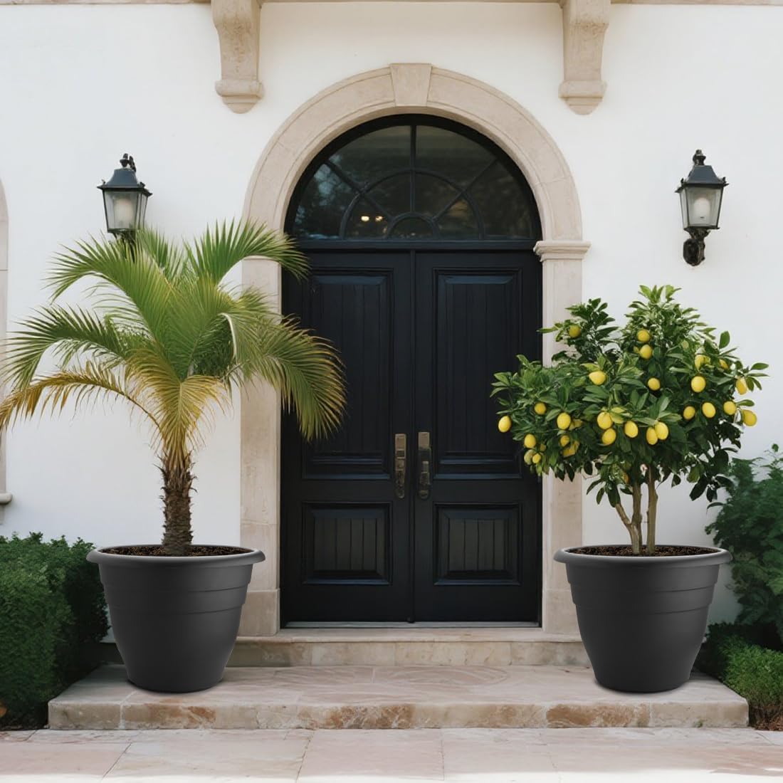 3-Pack 20 Inch Large Plastic Plant Pots for Outdoor, Heavy Duty Extra Large Deep Garden Planter with Drainage Holes, Sturdy Textured Black Flower Pot for Trees, Shrubs, Patio, Lawn