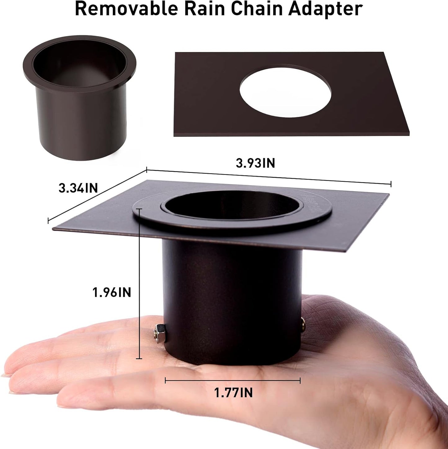 Rain Chain Set 8.5 Ft,Not Rust Wrought Iron Rain Chains for Gutters with Adapter Gotta Drain and Anchoring Stake, 14 Cups, 1 Hook, Adjustable Length for Garden Decorative (Coffee)