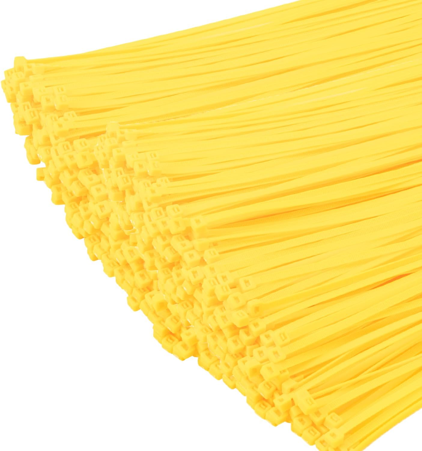 XINGO 1000 PCS Yellow Zip Ties 12 Inch, 60 LBS Tensile Strength, Self-Locking Nylon Plastic Nylon PA66 Wire Ties for Indoor and Outdoor Use