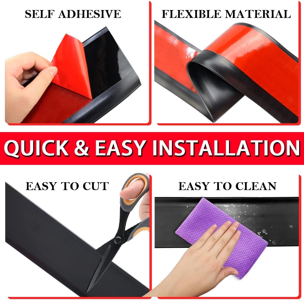 Vinyl Wall Base Baseboard Molding Trim 4" Flexible Self Adhesive Rubber Wall Base Moulding Trim Peel and Stick Design, 4 Inch x 40 Feet, Black