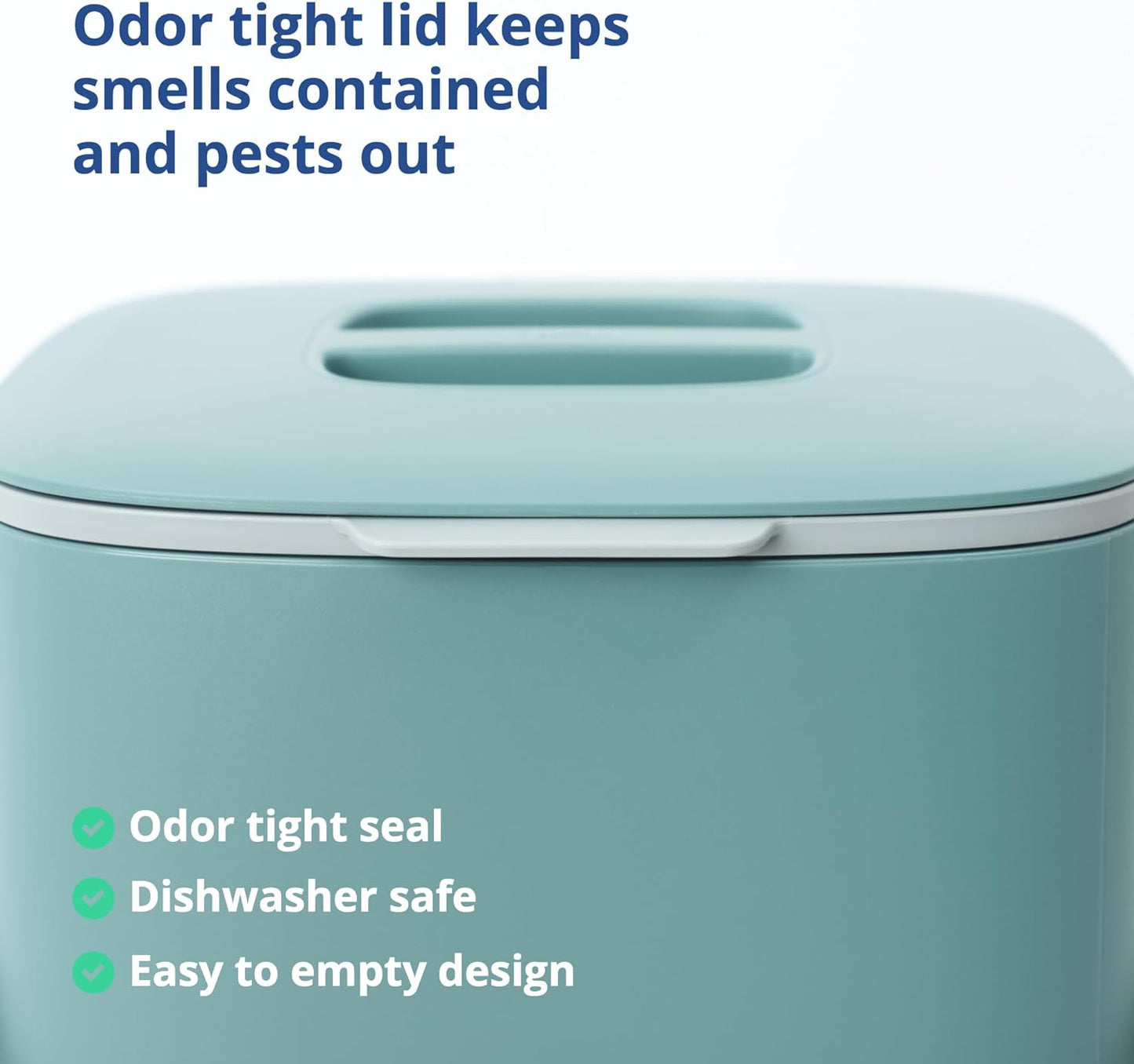 BLUE GINKGO Kitchen Compost Bin [2.6L / 0.69 GAL] – Filter-Free, Odor-Tight Countertop Food Waste Pail with Handles (Made in Korea, Green)