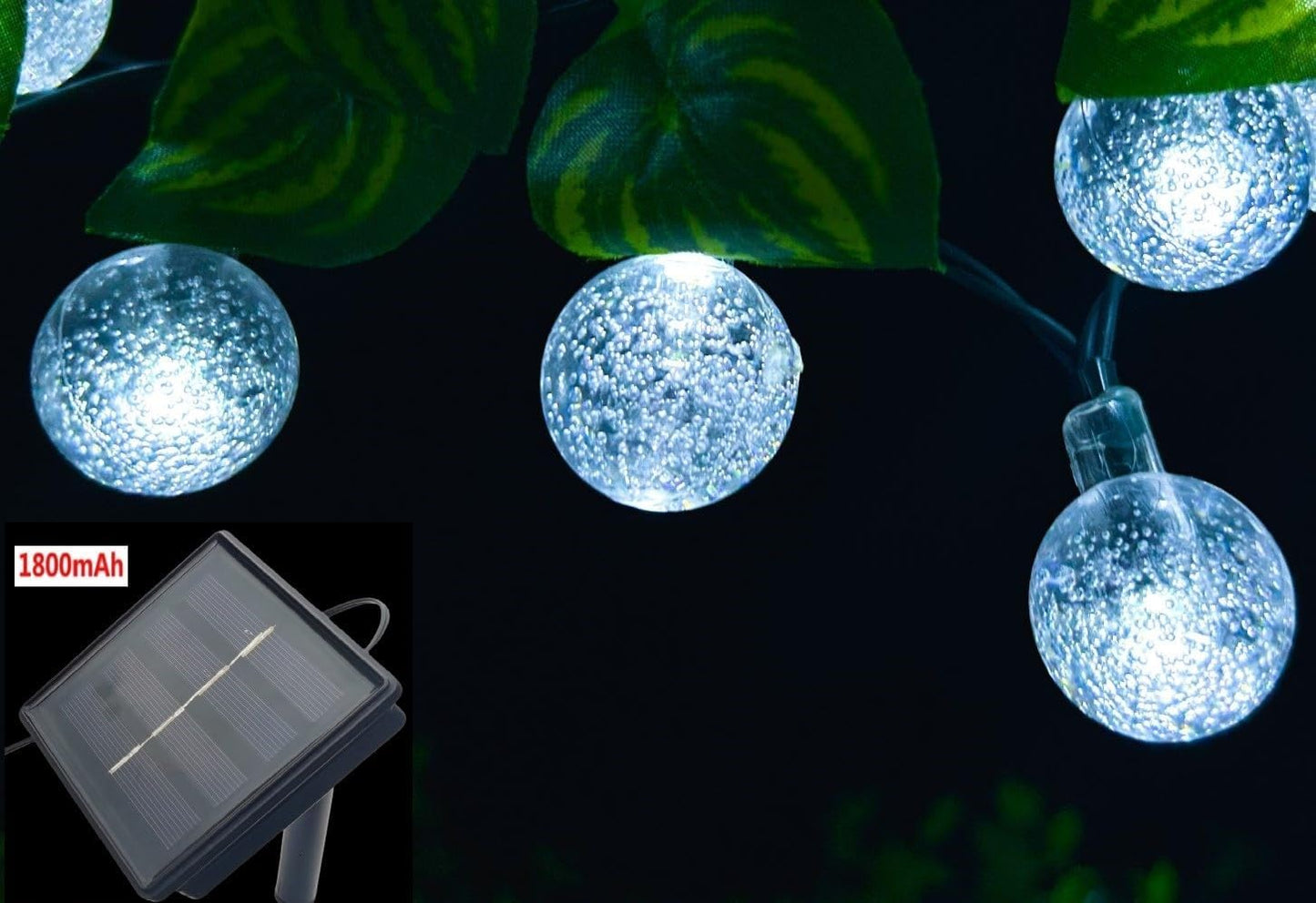 Solar String Lights Outdoor Waterproof, 36FT 60 LEDs 8 Modes Solar Fairy Crystal Globe Christmas String Lights for Holiday Party Gardens Backyard Wedding