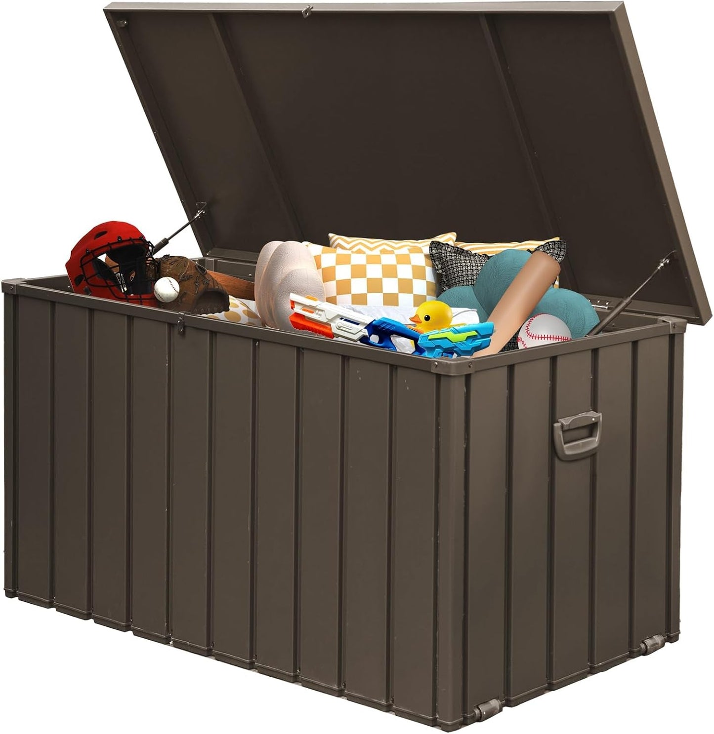 Domi Deck Box 200 Gallon, Waterproof Lockable Steel Outdoor Storage Container for Outside Cushions, Garden Tools and Pools Equipment