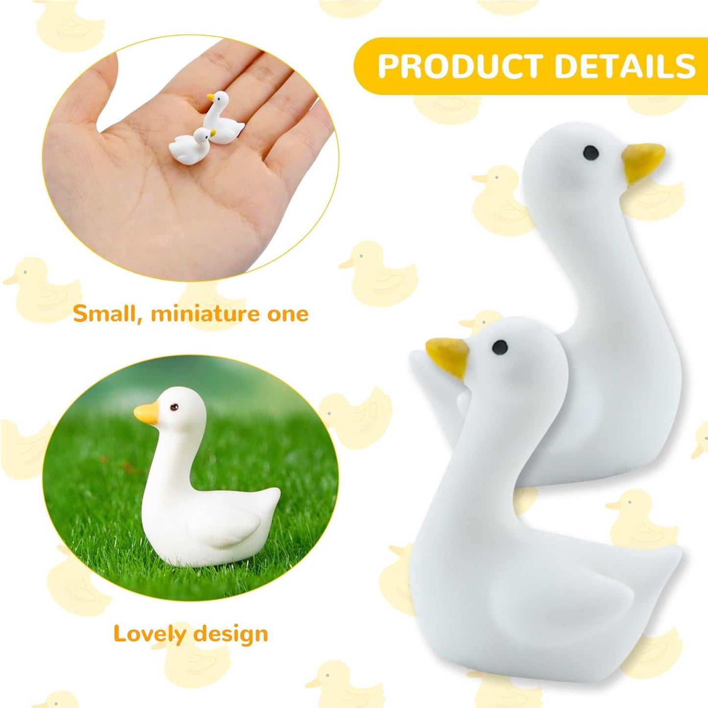 ﻿50pcs Mini Tiny Goose Figurines - Resin Geese Animal Statues for Halloween Decorations, DIY Crafts, Party Gifts, Stocking Stuffers, Micro Landscape Ornaments to Hide,Small Desk Goose Decor