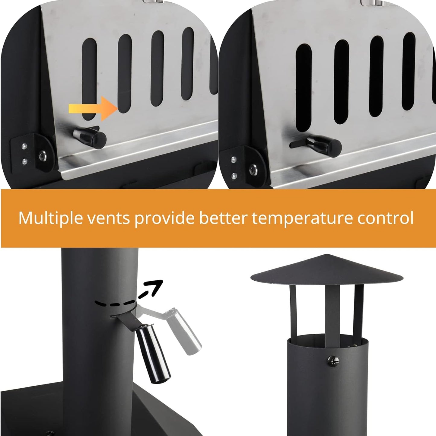 Outvita Outdoor Pizza Oven, Wood Fired Pizza Oven with Adjustable Chimney, Wheels, Pizza Stone, Pizza Peel, Grill Rack for Patio Cooking Picnic Party