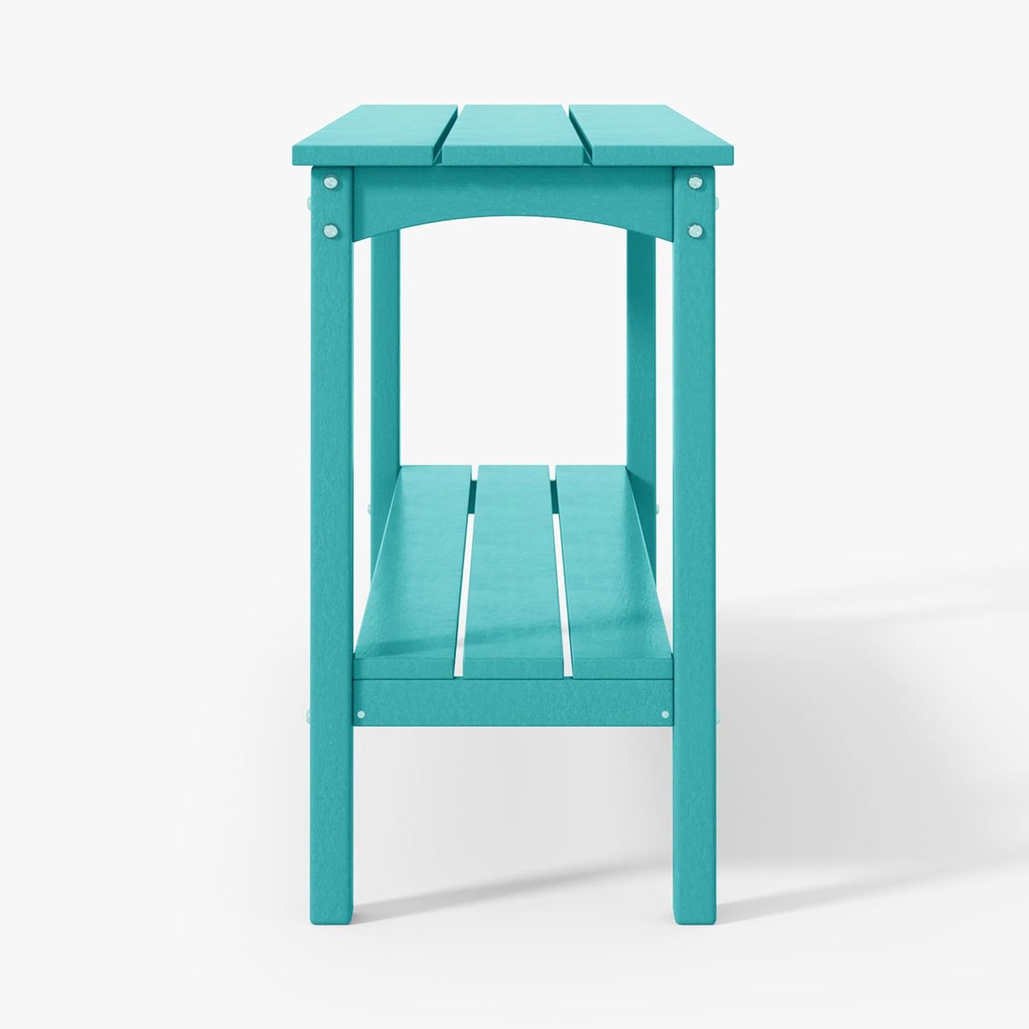 WestinTrends Malibu 55" Outdoor Patio HDPE Adirondack 2-Tier Shelf Console Table, Turquoise