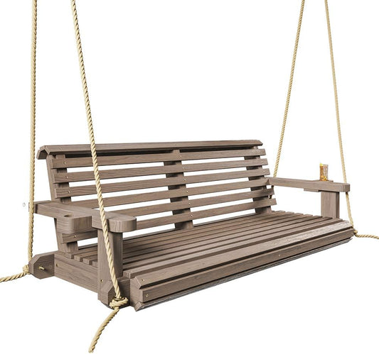 Porchgate Amish Heavy Duty 800 Lb Roll Comfort Treated Porch Swing W/Ropes (4 Foot, Warm Walnut Stain)