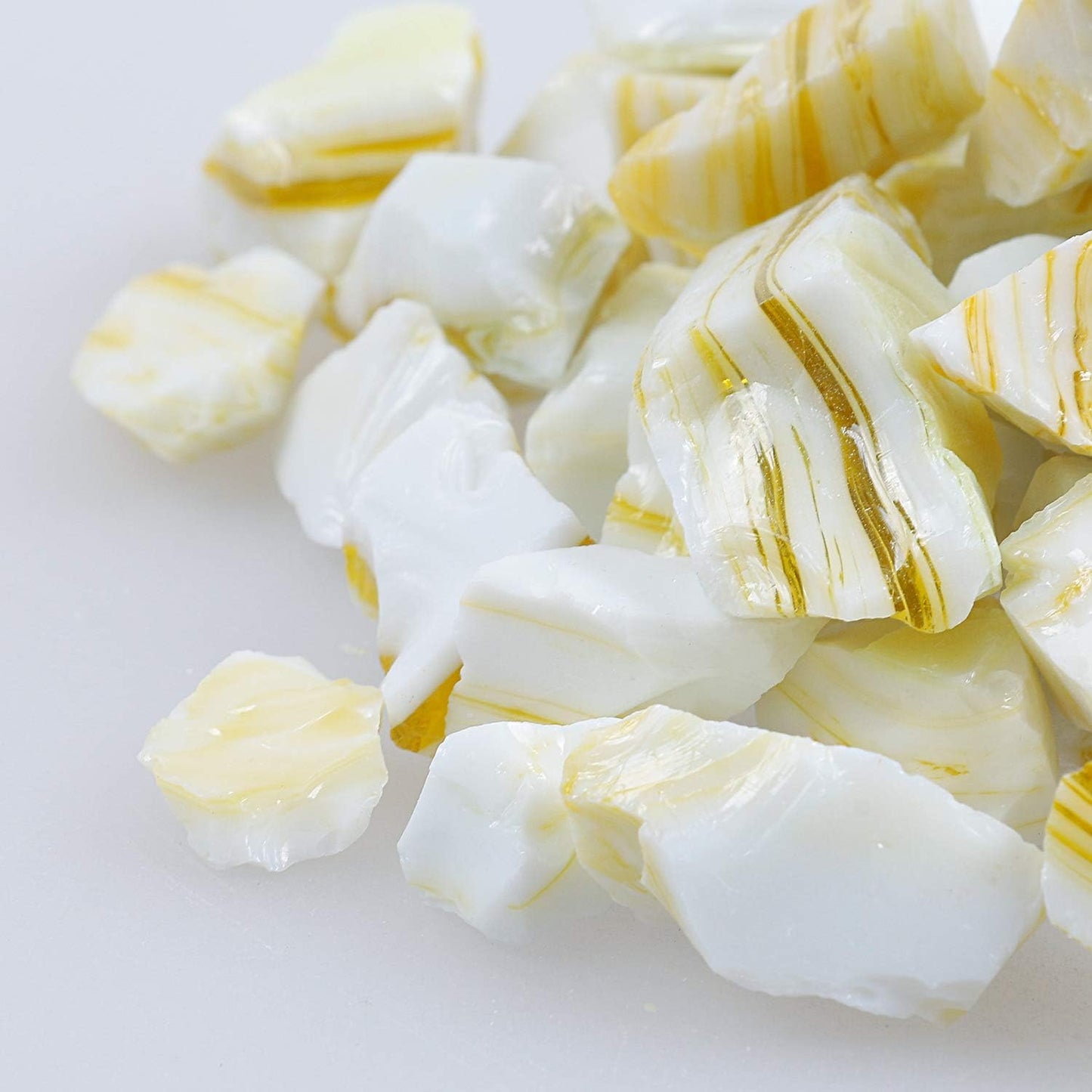 High Luster Reflective Fire Glass Gravel,Fire Gems,Fire Drops,Fire Glass Stones Chips for Fire Pit Fish Tank Aquarium Garden,1-2cm(3/8''-6/8''),540g/1.19lbs (China Yellow)